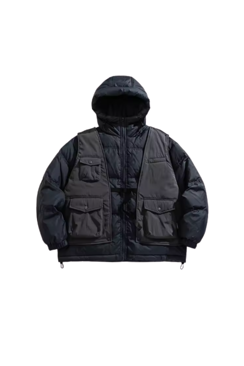 Check Detachable Puffer Jacket