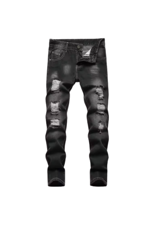 Slim Purple Jeans Distressed Black