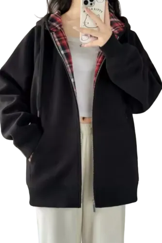 Checkered Zip Hoodie